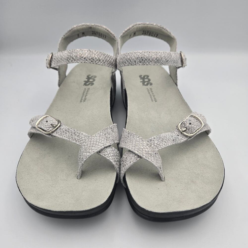 SAS Pampa Toe‑Loop Sandals – Silver/Plata Size 9M